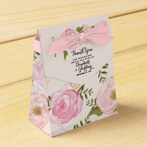 Personalized Wedding Favor Boxes
 Modern Vintage Pink Floral Personalized Wedding Favor