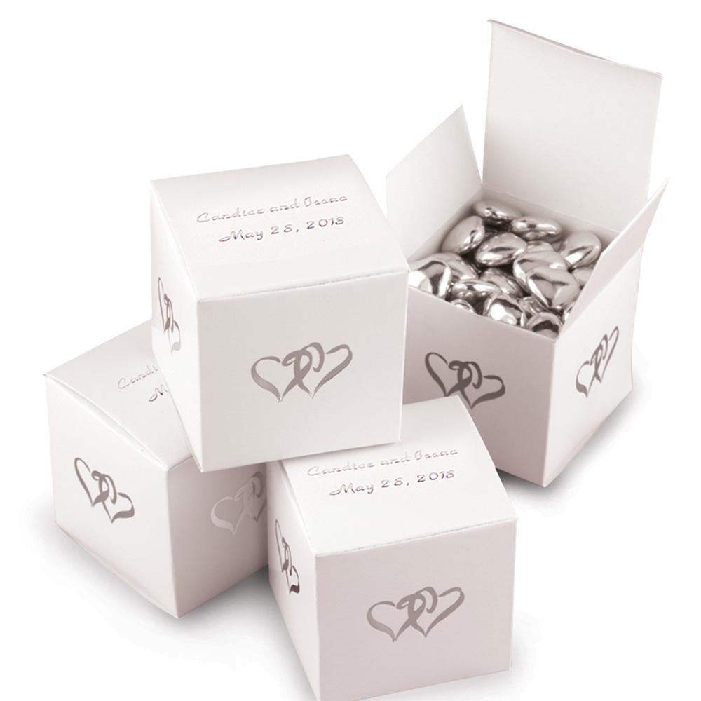 Personalized Wedding Favor Boxes
 Personalized Linked Hearts White Favor Box – Candy Cake
