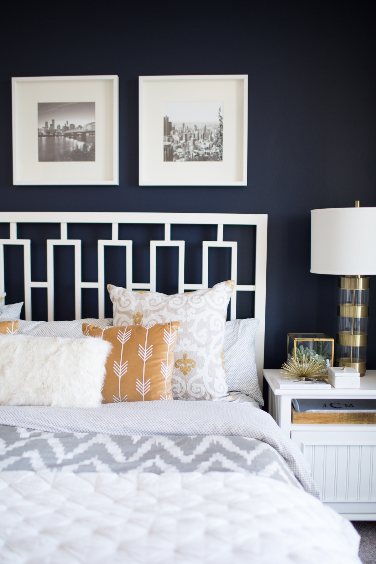 Pictures For Bedroom Walls
 A Look Inside A Blogger s Navy and Mustard Bedroom My