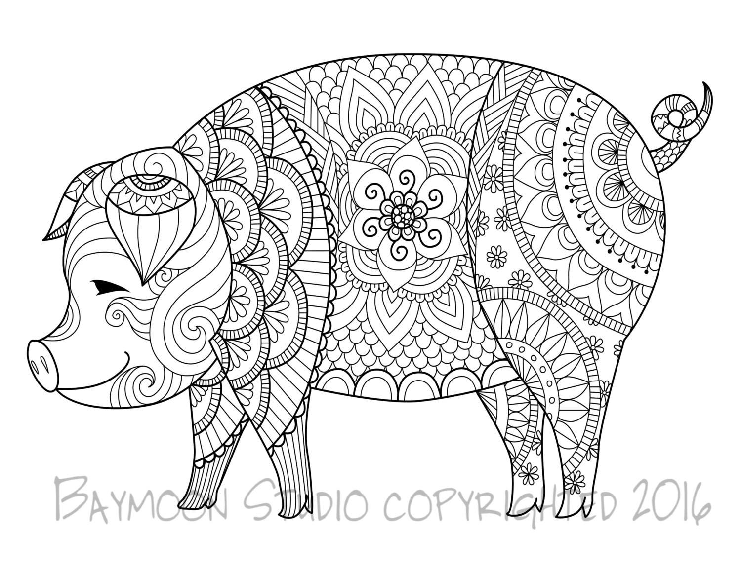 Pig Coloring Pages For Adults
 Pig Coloring Page Printable Coloring Pages Adult by