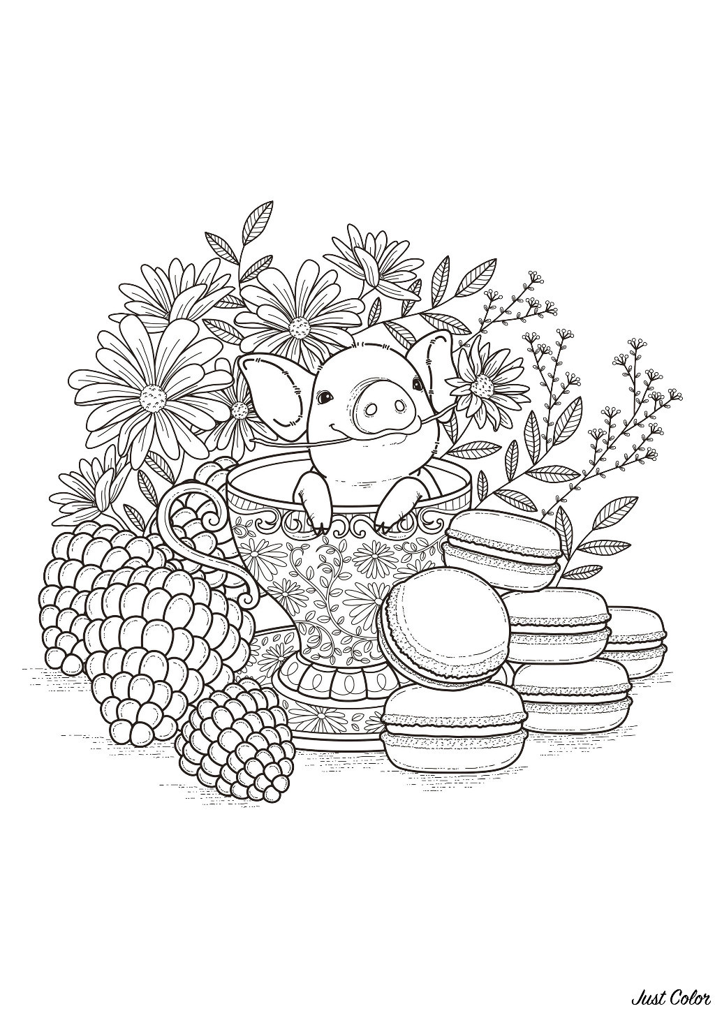 Pig Coloring Pages For Adults
 Baby pork Pigs Adult Coloring Pages