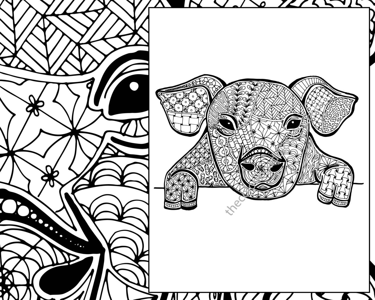 Pig Coloring Pages For Adults
 pig coloring sheet animal coloring pdf zentangle colouring