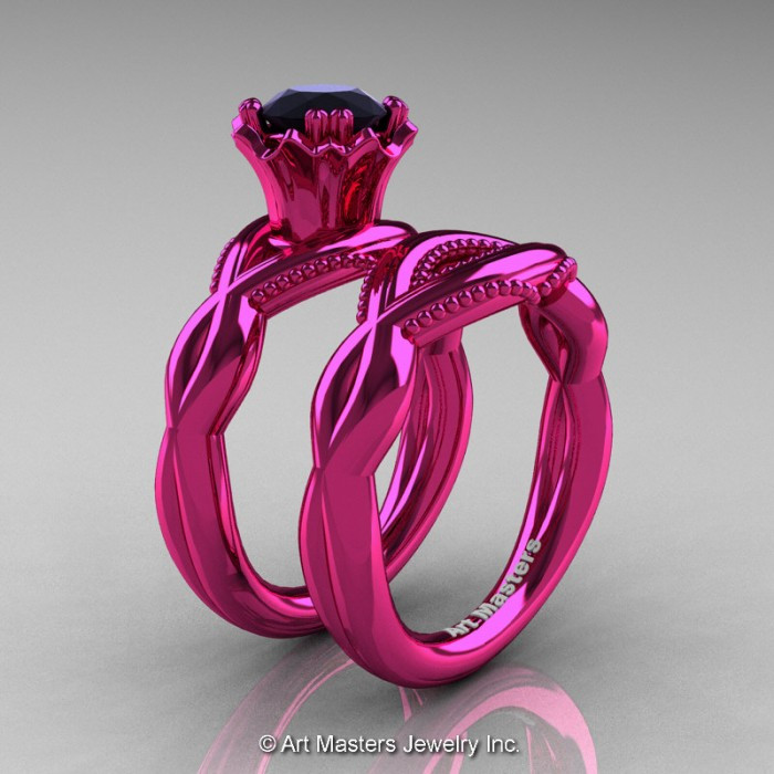 Pink And Black Diamond Wedding Rings
 Faegheh Modern Classic 14K Fuchsia Pink Gold 1 0 Ct Black