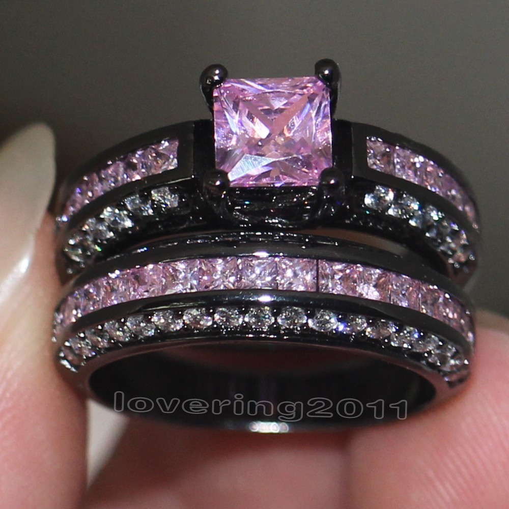 Pink And Black Diamond Wedding Rings
 Victoria Wieck Brand Design Pink sapphire Simulated