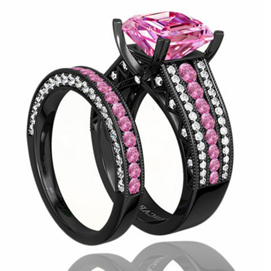 Pink And Black Diamond Wedding Rings
 Aliexpress Buy YaYI Fashion Women s Jewelry Couple
