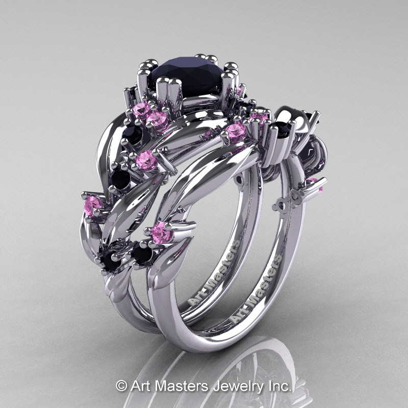Pink And Black Wedding Ring Sets
 Nature Classic 14K White Gold 1 0 Ct Black Diamond Light