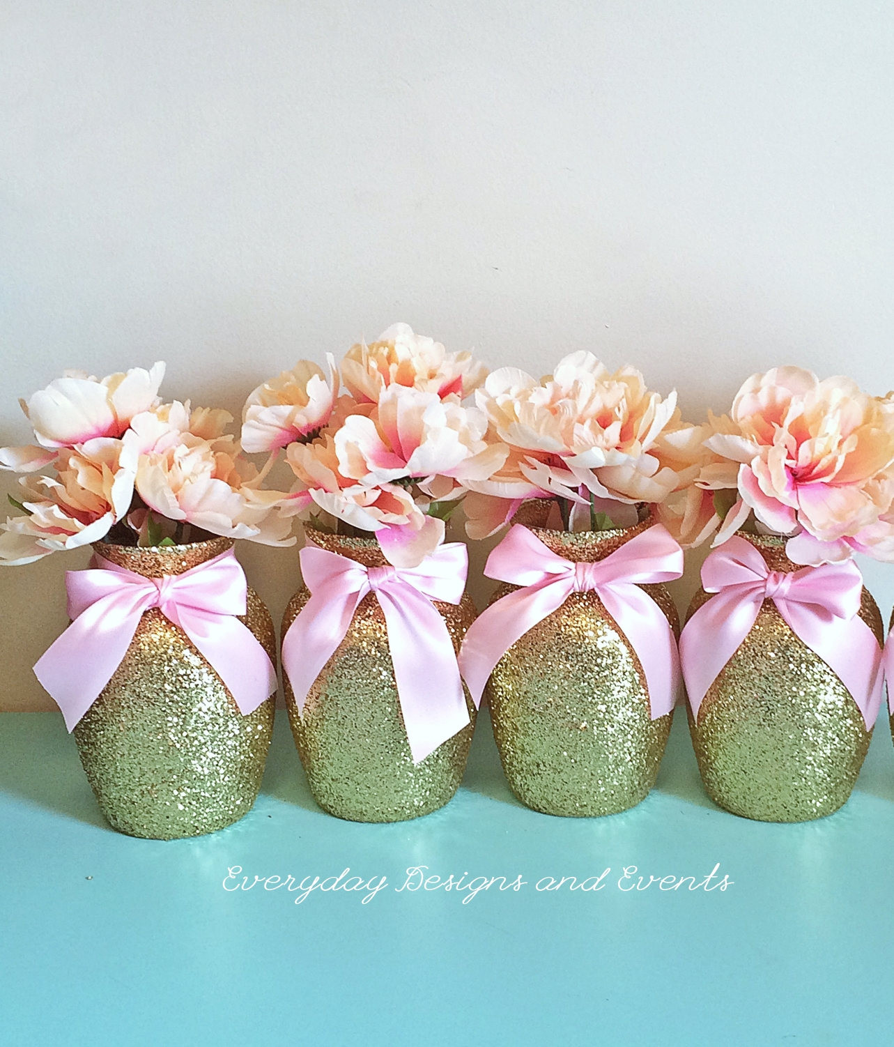 Pink And Gold Baby Shower Decoration Ideas
 4 Gold & Pink Vases Baby shower Decorations Baby shower