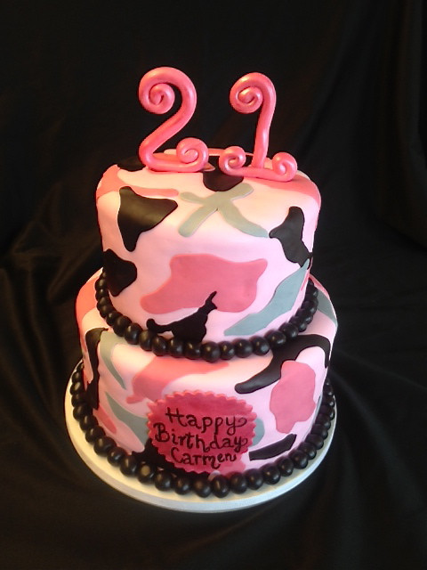 Pink Camo Birthday Cakes
 Sweet T s Cake Design Pink Camo 2 tier Birthday Cake