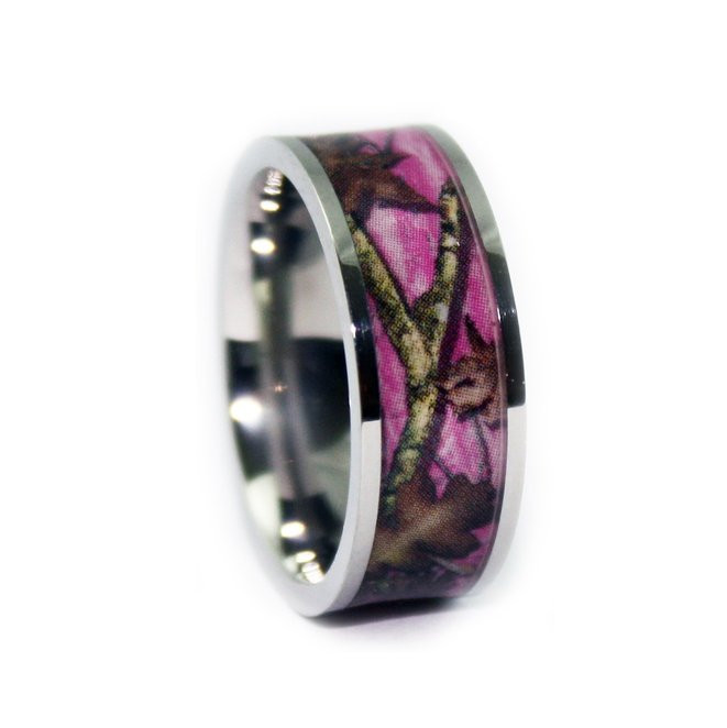 Pink Camo Wedding Rings For Her
 Pink Camo Wedding Rings for Her Wedding and Bridal