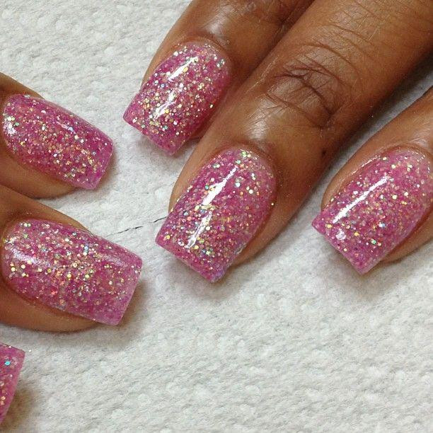 Pink Glitter Nails Acrylic
 Wedding Nail Designs Pink Glitter Acrylic Over Entire