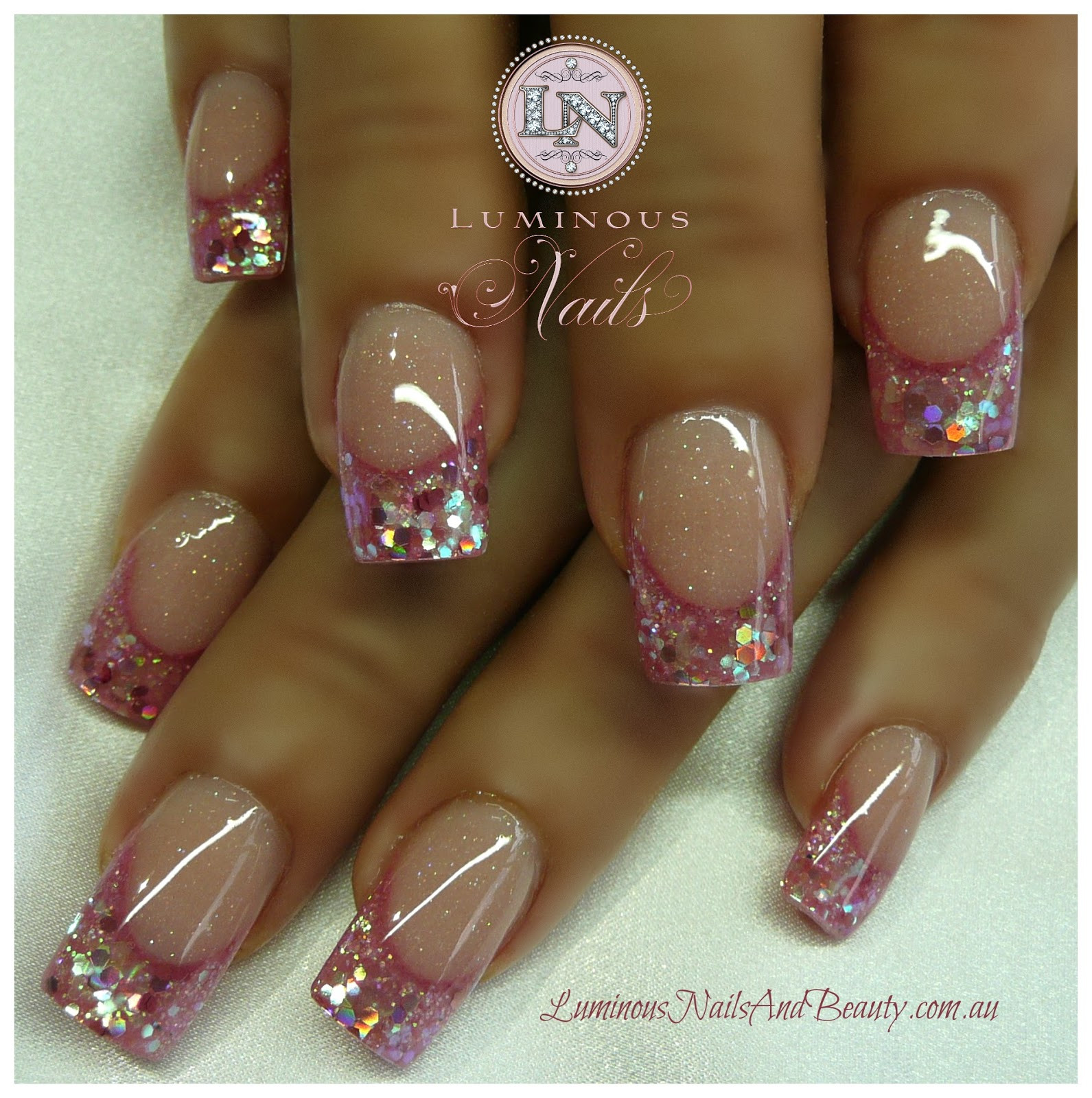 Pink Glitter Nails Acrylic
 Luminous Nails December 2012