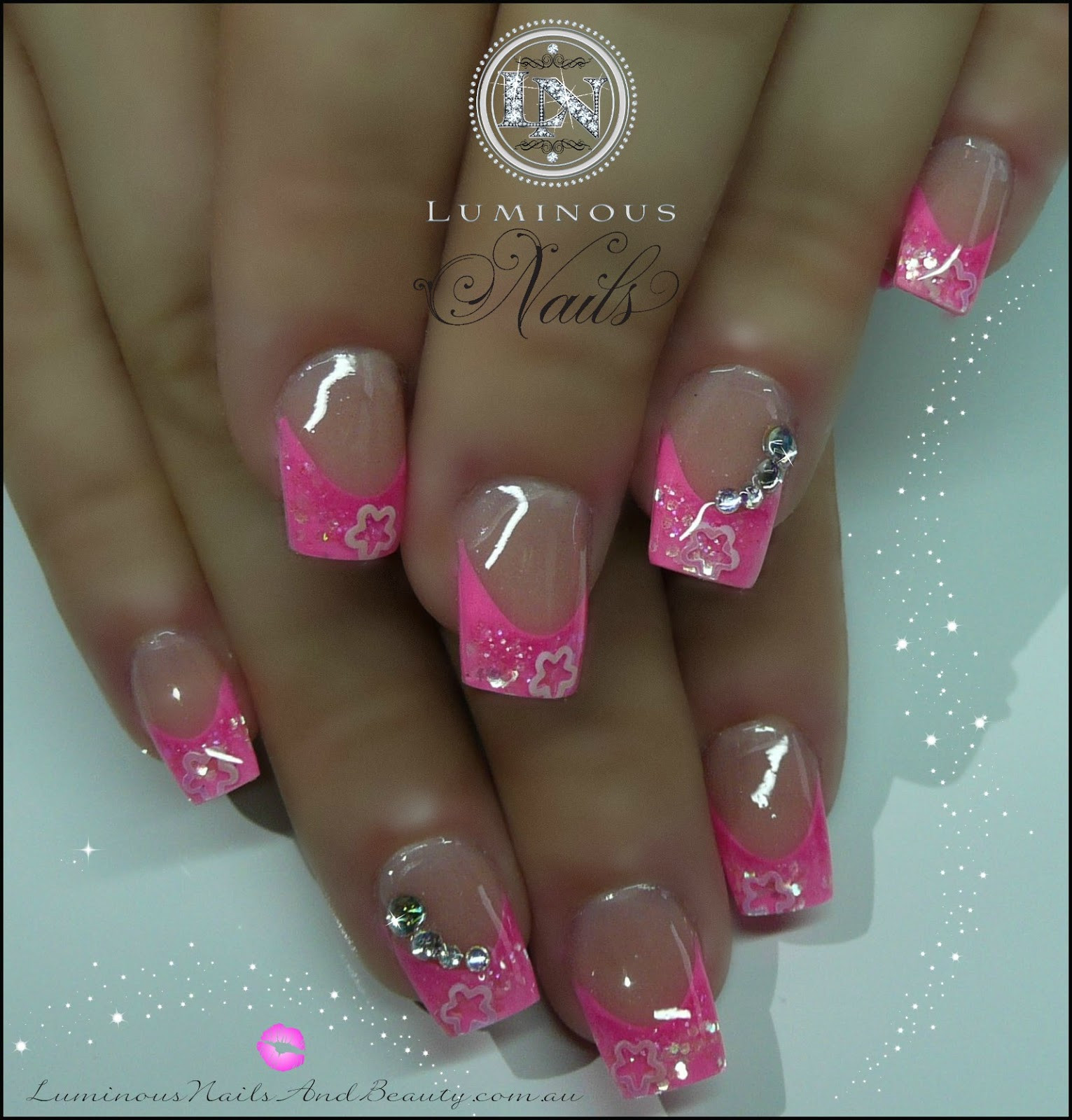 Pink Glitter Nails Acrylic
 Luminous Nails May 2013