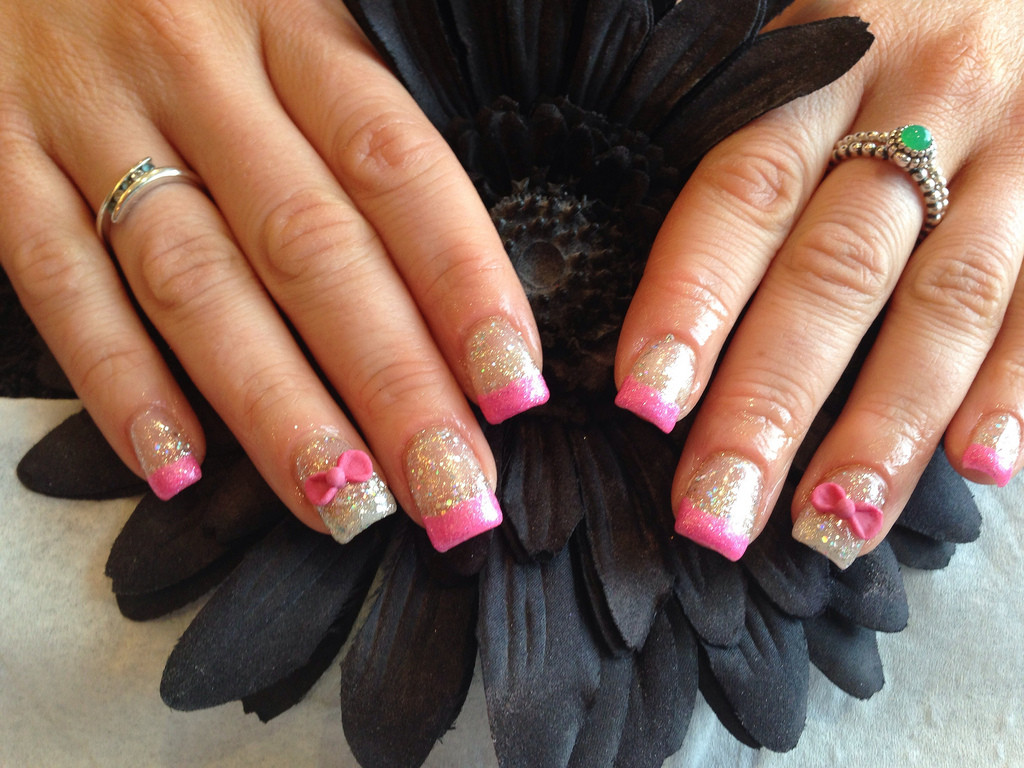 Pink Glitter Nails Acrylic
 Acrylic nails with gelish glitter pink glitter tips 3D