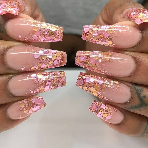Pink Glitter Nails Acrylic
 30 Pretty Pink Acrylic Nails Designs You Must Definitely