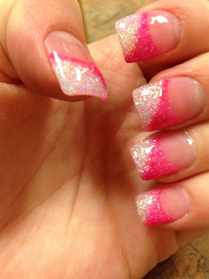 Pink Glitter Nails Acrylic
 Pink glitter acrylic nails Hair Nails