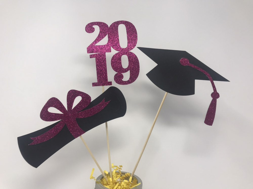 Pink Graduation Party Ideas
 Graduation party decorations 2019 Hot pink Centerpiece