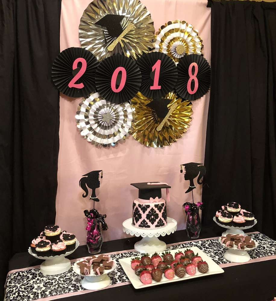 Pink Graduation Party Ideas
 Pink Damask Graduation Graduation End of School Party