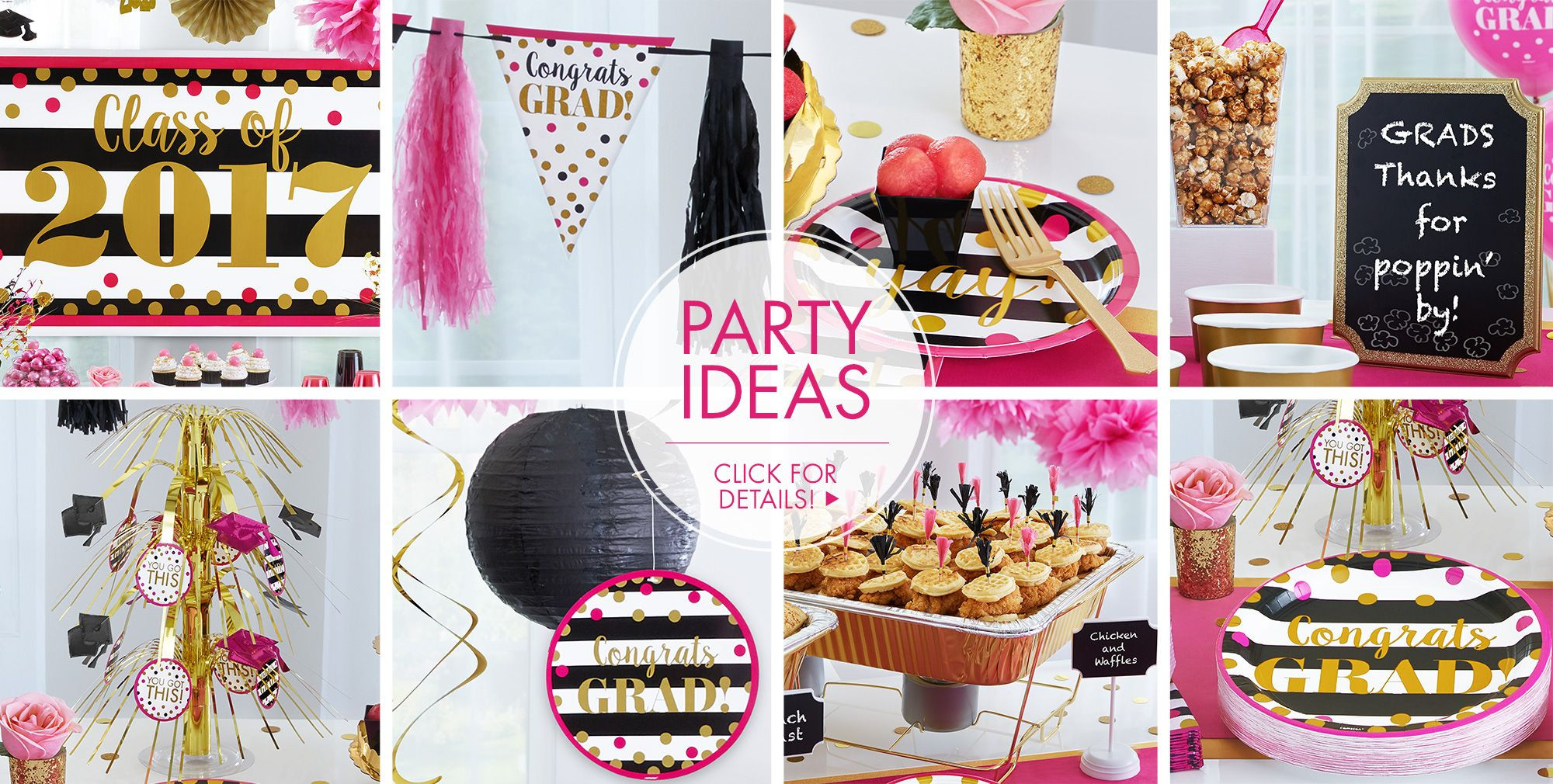 Pink Graduation Party Ideas
 Pink & Black Graduation Party Supplies