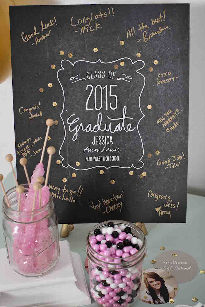 Pink Graduation Party Ideas
 Kara s Party Ideas Pink & Gold Graduation Party via Kara s