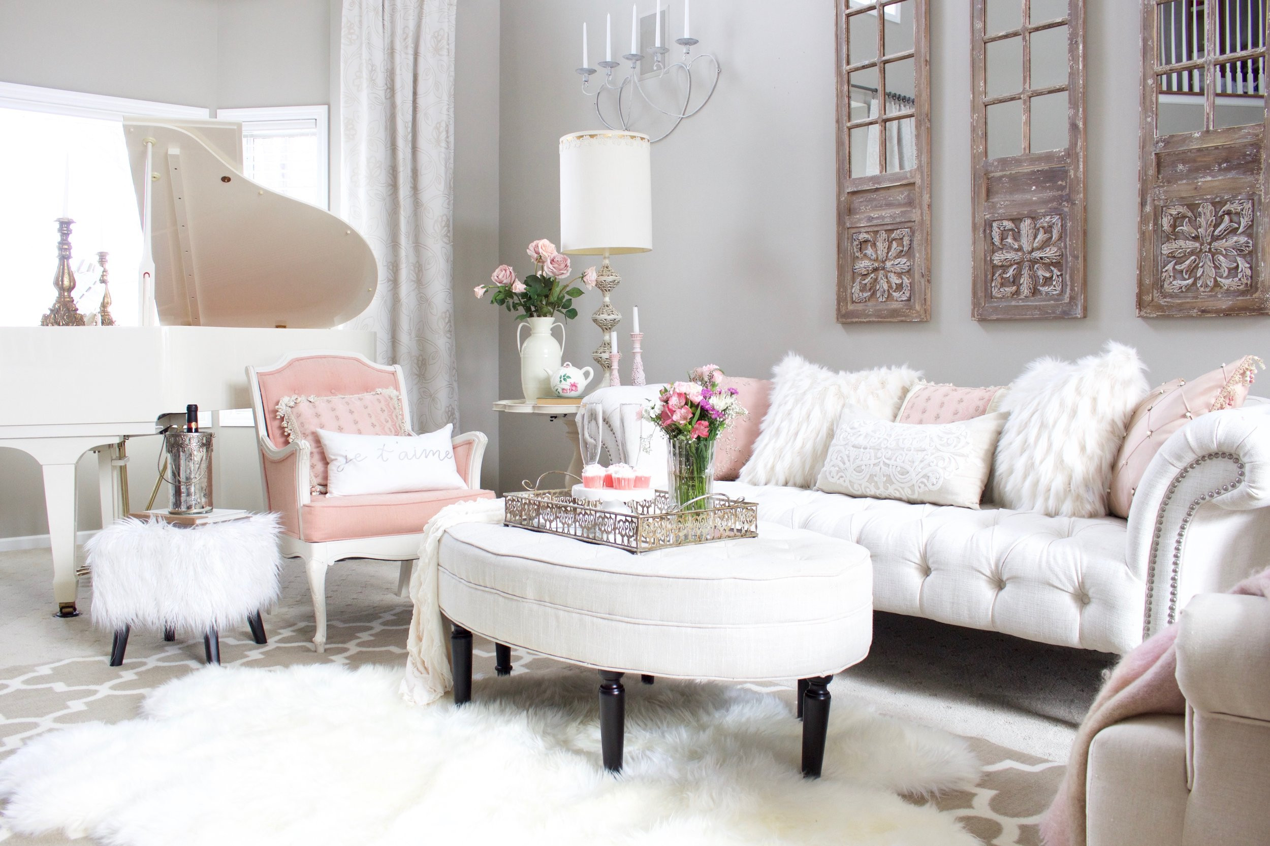 Pink Living Room Ideas
 Romantic Blush Pink Living Room Valentines Day Decor