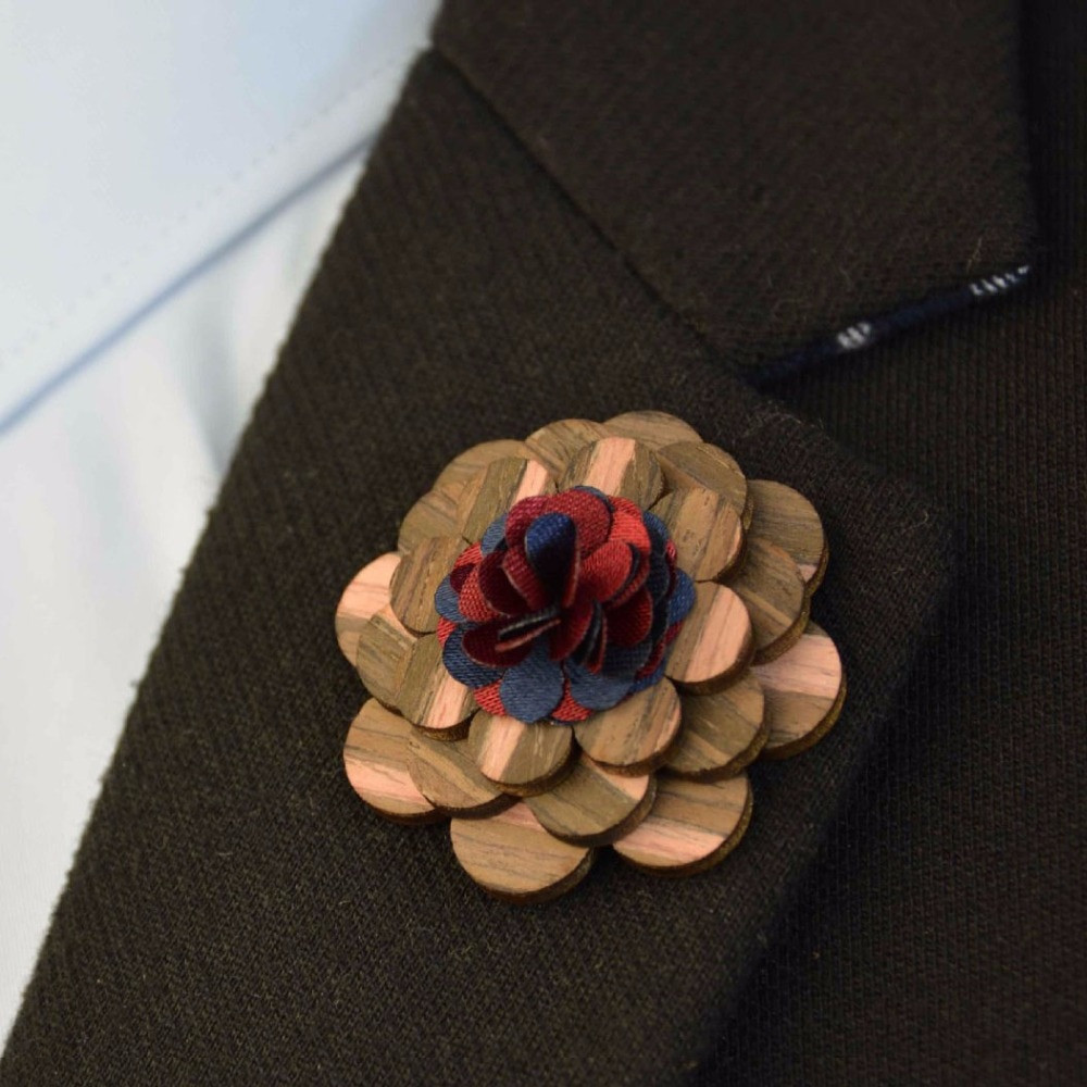 Pins Handmade
 Mens Vintage Lapel Pin Brooch Pin Handmade Wood Flower