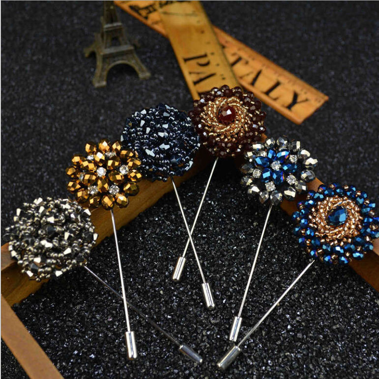 Pins Handmade
 New 2016 Lapel Flower Handmade Boutonniere Brooch Pin Men