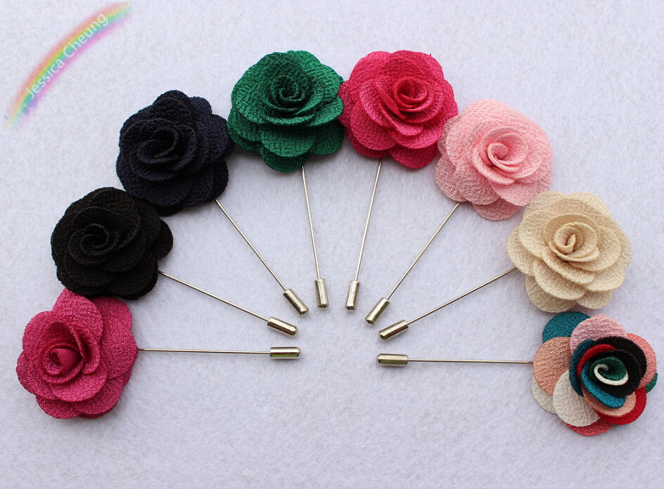 Pins Handmade
 8 pcs Brooch Flower Lapel Pins Handmade Fabric Camellia Flower