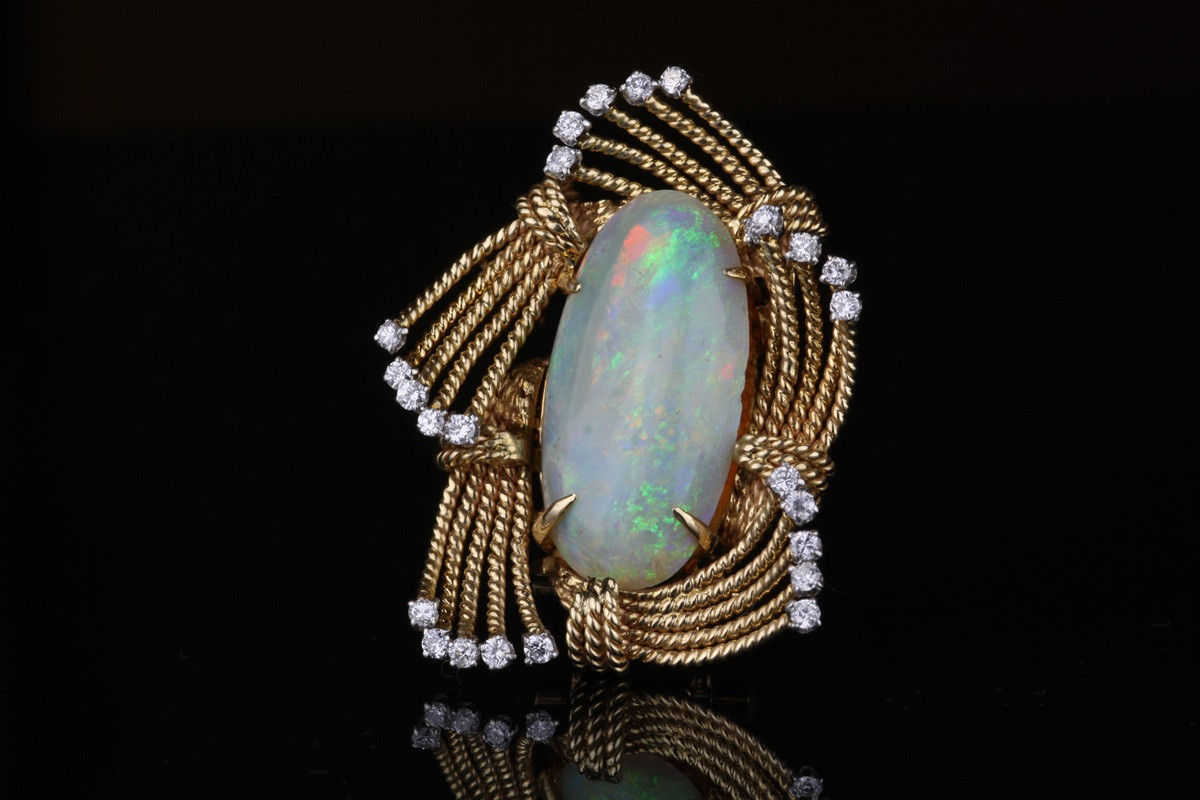 Pins Jewelry Vintage Pre Owned Austrian Opal & Diamond Brooch