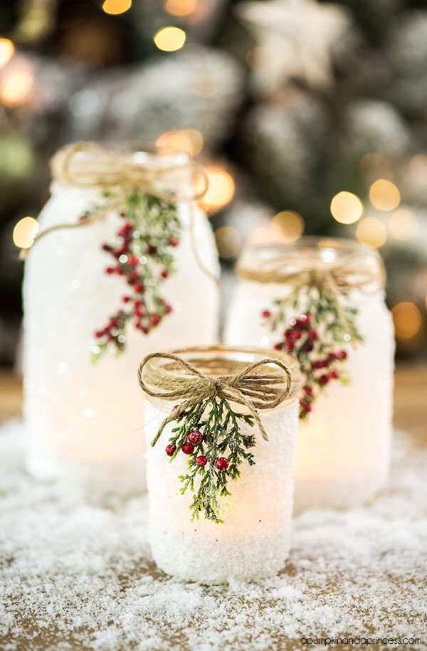 Pinterest DIY Christmas Crafts
 DIY Snowy Mason Jars