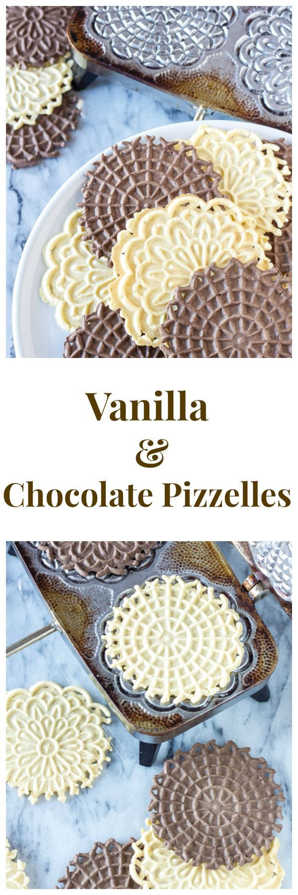 Pizzelle Italian Waffle Cookies
 Vanilla and Chocolate Pizzelles