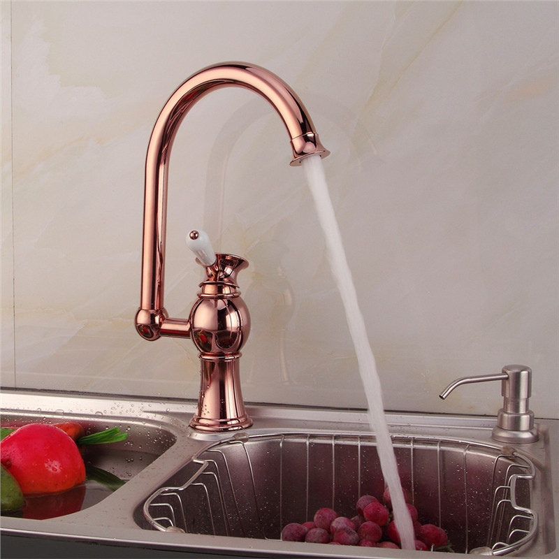 Plated Modern Kitchen
 Deck Mounted Rose Gold plated kitchen faucet modern