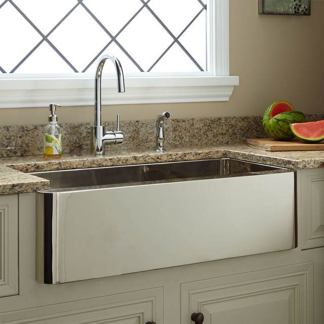 Plated Modern Kitchen
 33" Keely Nickel Plated Copper Farmhouse Sink