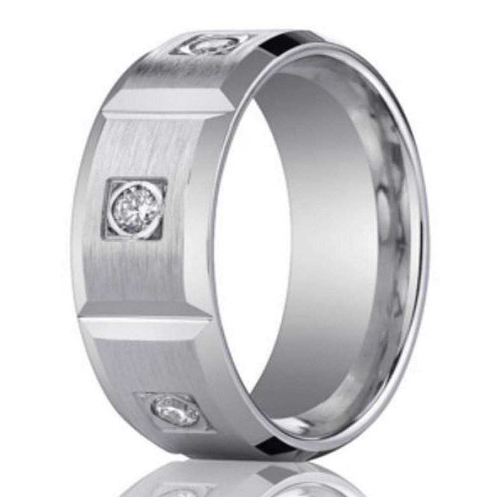 Platinum Mens Wedding Rings
 8mm Men’s 950 Platinum Burnish Diamond Wedding Band