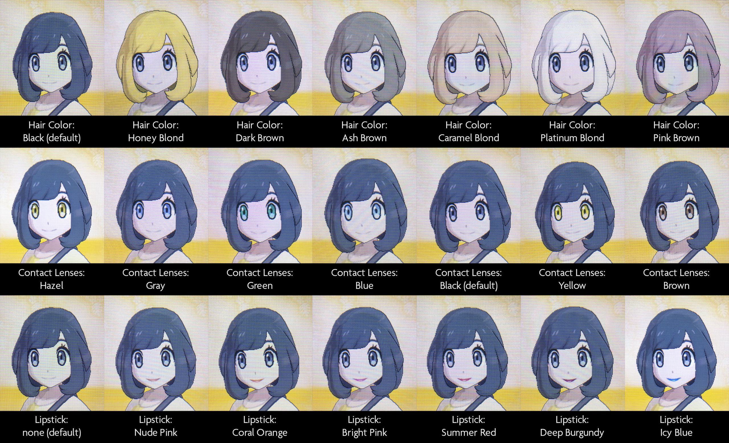 Pokemon Ultra Sun Female Hairstyles
 Pokémon Sun and Moon Hairstyles