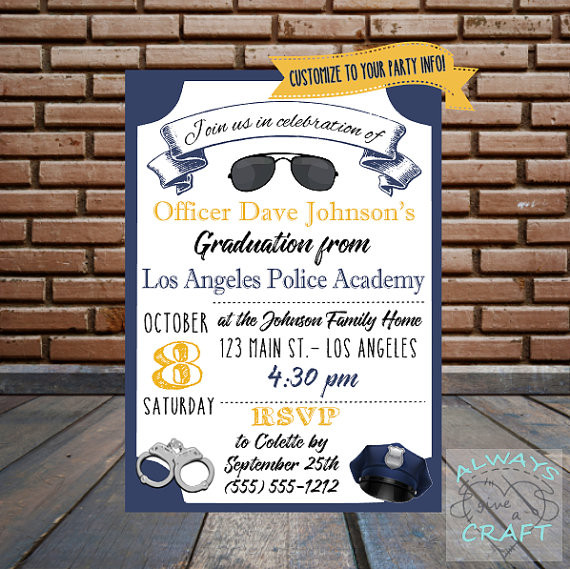 Police Academy Graduation Party Ideas
 Police Academy Graduation Party Invitation Digital File