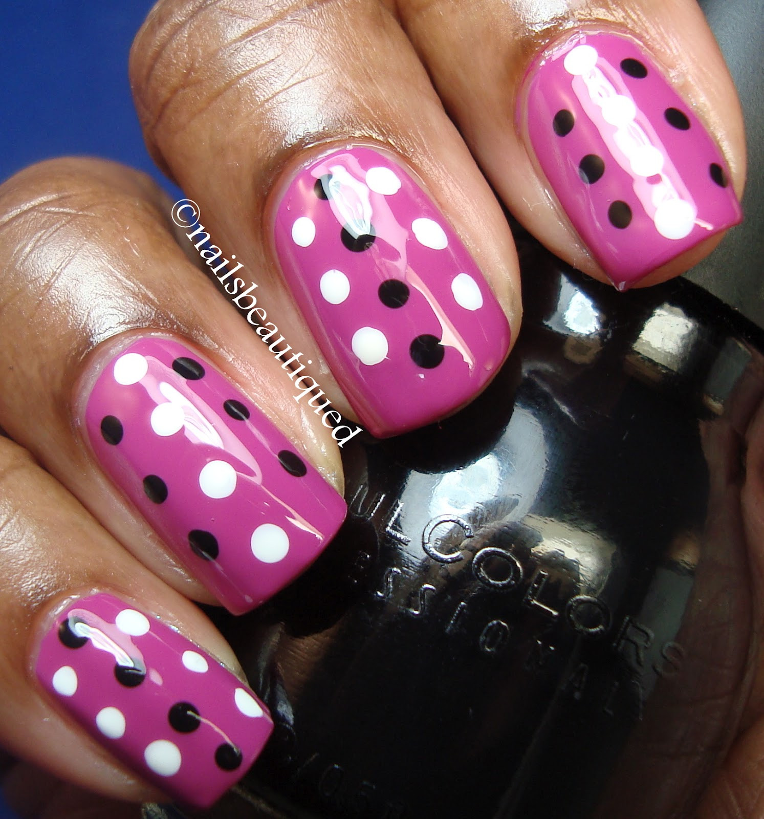 Polka Dots Nail Art
 unbitten polish Pink Wednesday Polka Dot Nail Art Design