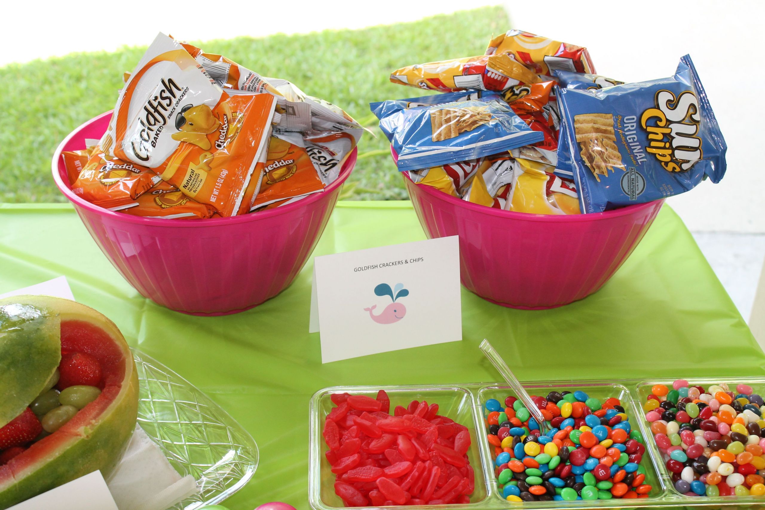 Pool Party Food Ideas For Teenagers
 Goldfish crackers fit the theme but the chips were more