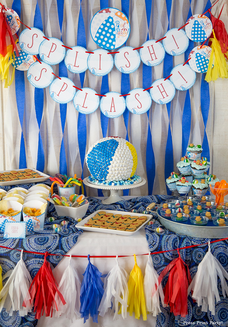 Pool Party Ideas
 Beach Ball Pool Party Birthday Bash Press Print Party