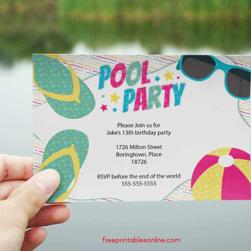 Pool Party Invitations Ideas
 Free Printable Swimming Pool Party Invitations