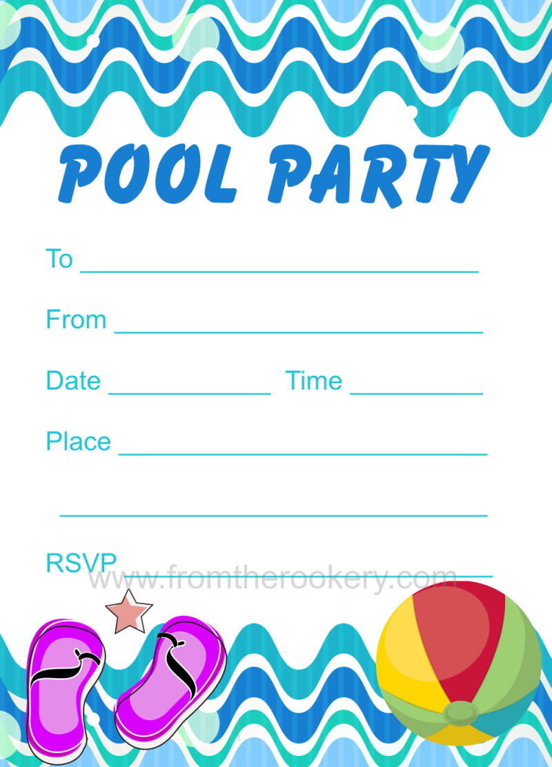 Pool Party Invitations Ideas
 Printable Pool Party Invitation