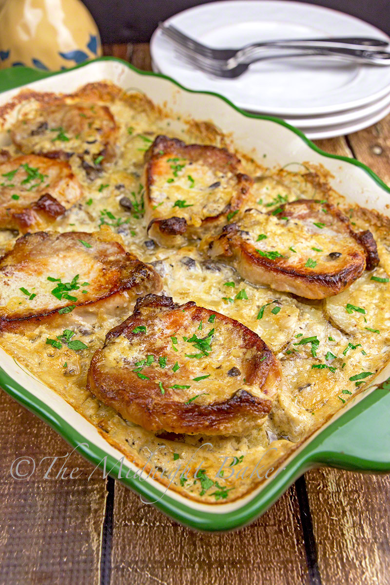 Pork Chop Casserole With Potatoes
 Pork Chops & Scalloped Potatoes Casserole The Midnight Baker