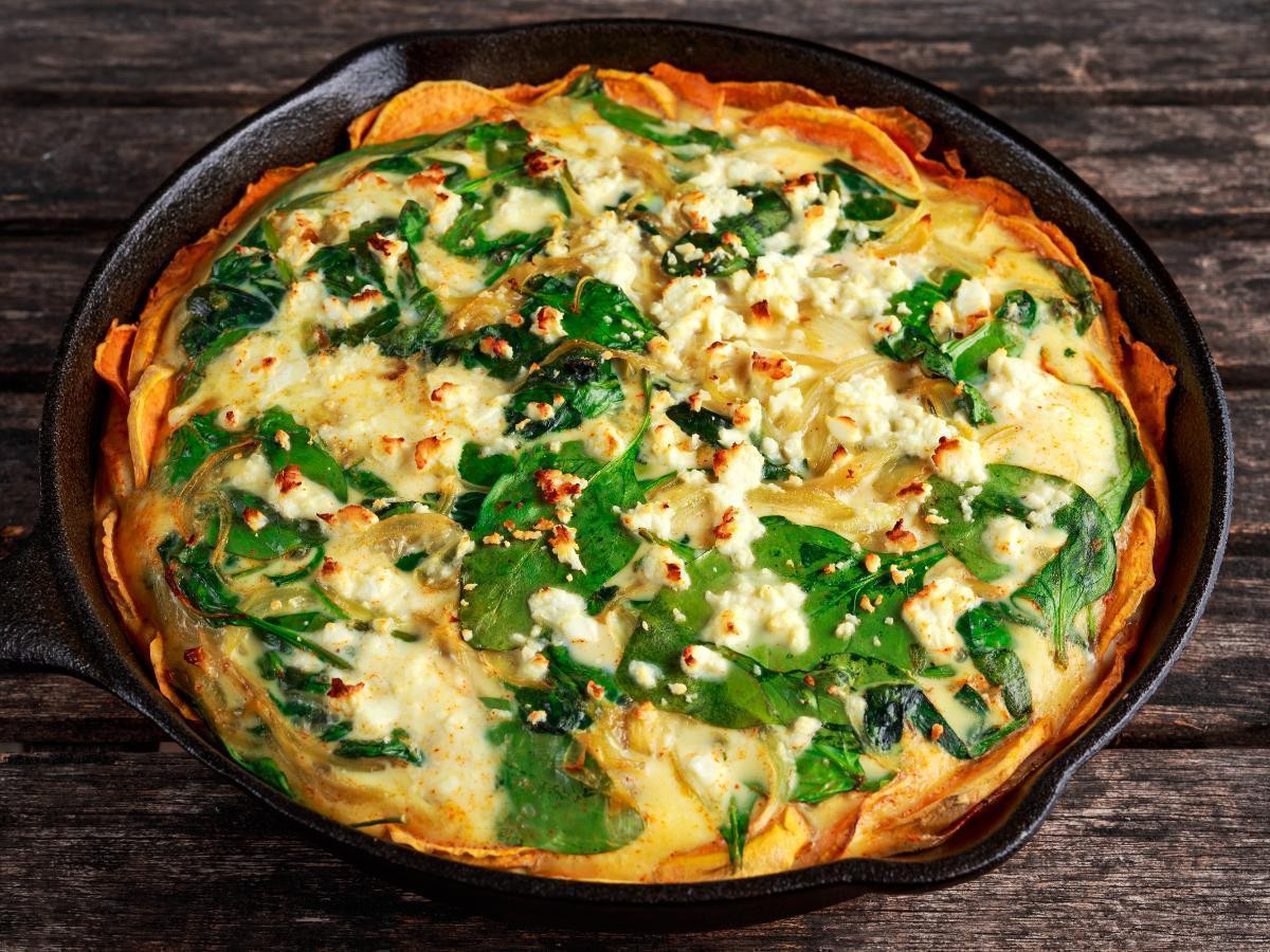 Potato Crust Quiche
 Spinach Feta Quiche with Sweet Potato Crust Recipe and