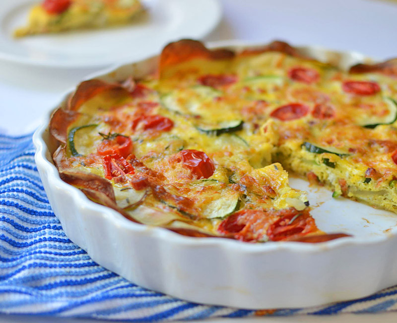 Potato Crust Quiche
 Ve able and Pancetta Quiche with Potato Crust