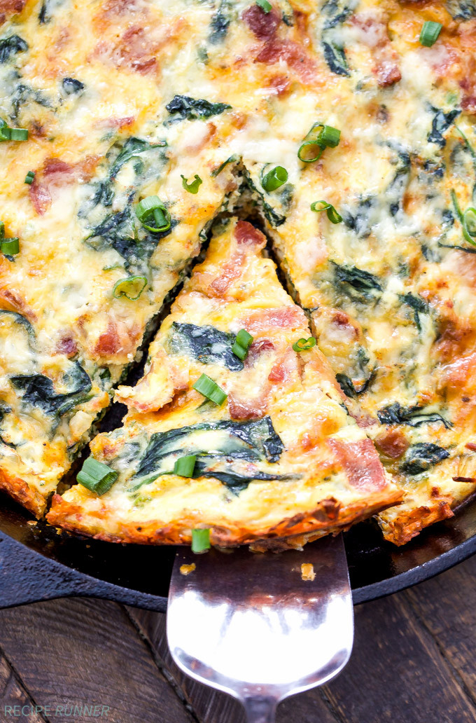 Potato Crust Quiche
 Spinach Bacon Cheese Quiche with Sweet Potato Crust