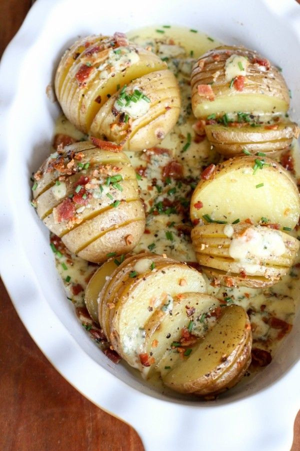 Potato Side Dishes For Steak
 Rustic Hasselback Potatoes with Blue Cheese and Bacon