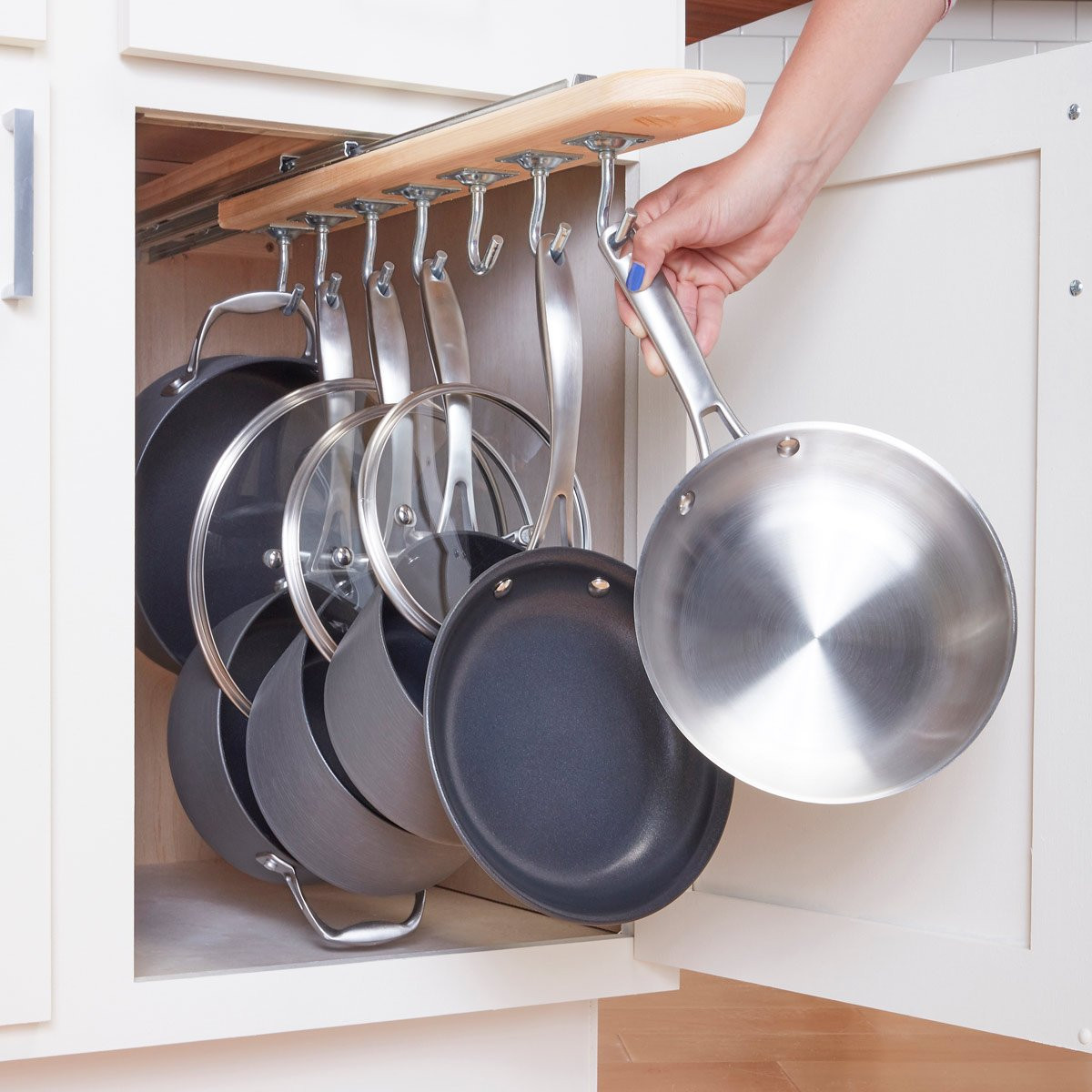 Pots And Pans Organizer DIY
 Kitchen Cabinet Storage Solutions DIY Pot and Pan Pullout