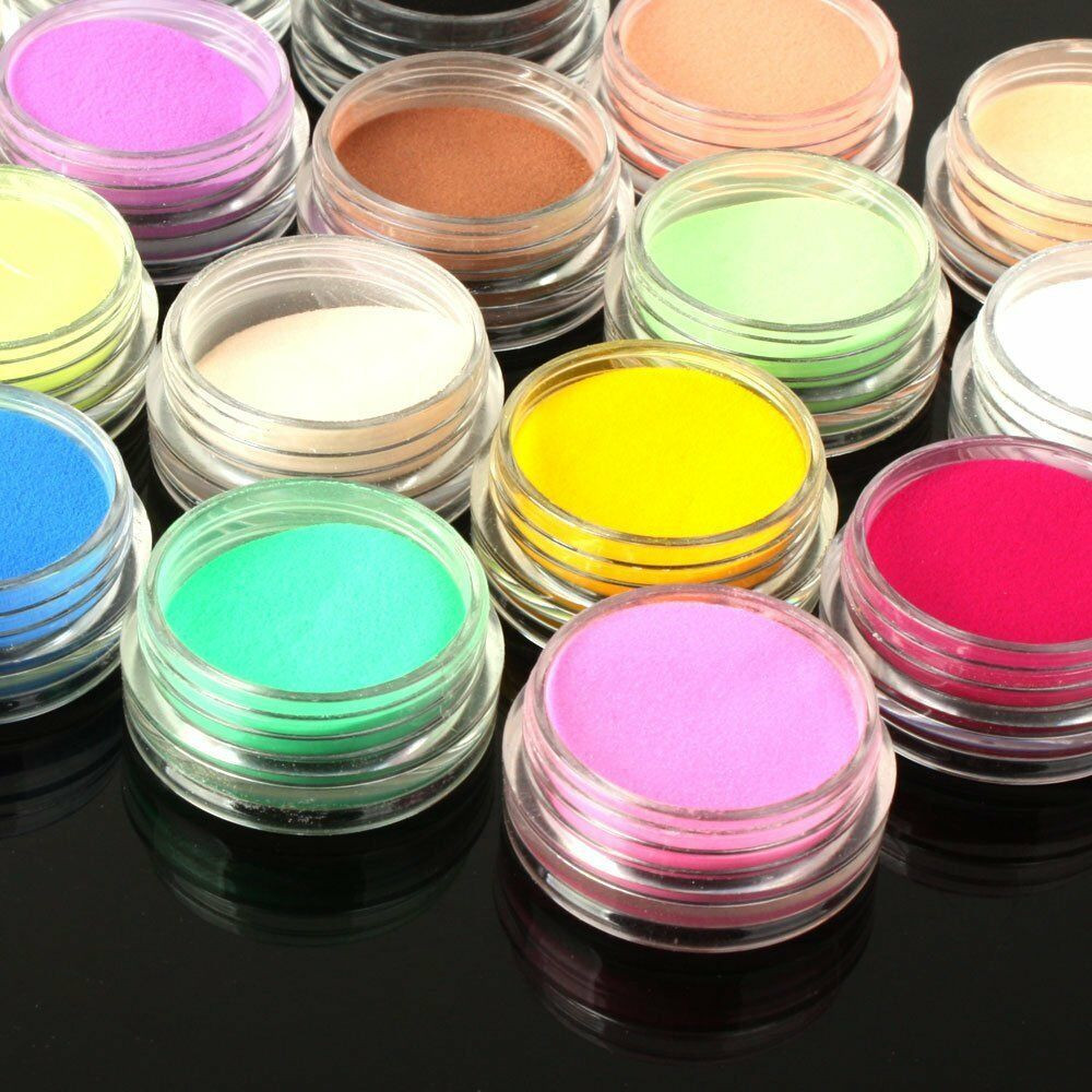 Powder Gel Nail Colors
 12 Mix Colors Acrylic Nail Art Tips UV Gel Powder Dust 3D