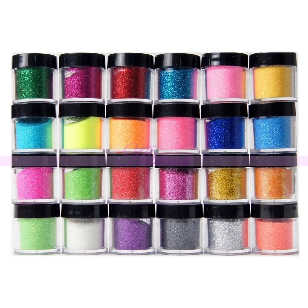 Powder Gel Nail Colors
 24 Colors 10ml Jar Nail Art Shiny Powder Dust Polish