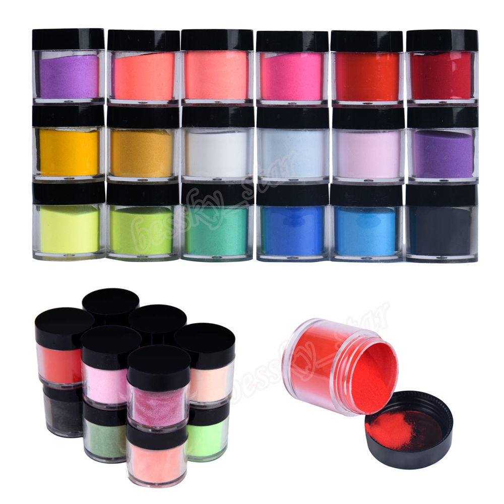 Powder Gel Nail Colors
 18 Colors Acrylic Nail Art Tips UV Gel Powder Dust Design