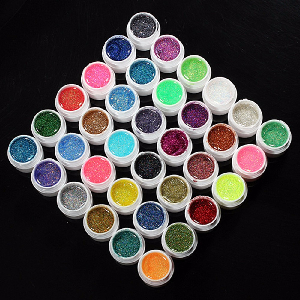 Powder Gel Nail Colors
 New 8ml 36 Pure Glitter Colors Nail Art Gel UV Solid